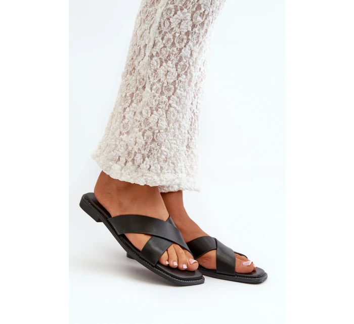 Dámské Sandály Na Ploché Podrážce Z Eko Kůže S.Barski KV27-002 Černé