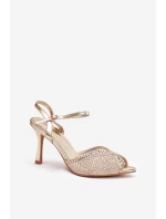 Dámské sandály na jehlovém podpatku s zlatým zdobením Peloria Dámské sandály na jehlovém podpatku s zlatým zdobením Peloria
