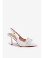 Dámské sandály na podpatku s mašlí bílé Jonera