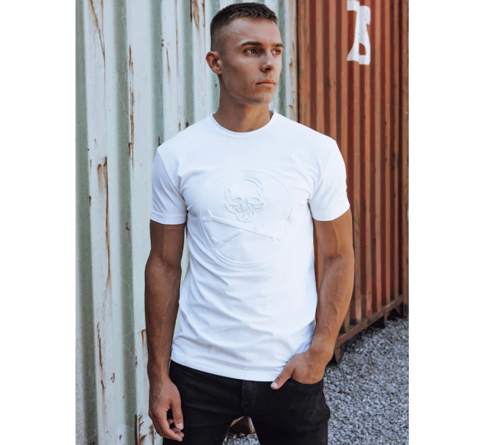 Pánské bílé tričko s potiskem FashionStreet RX5577