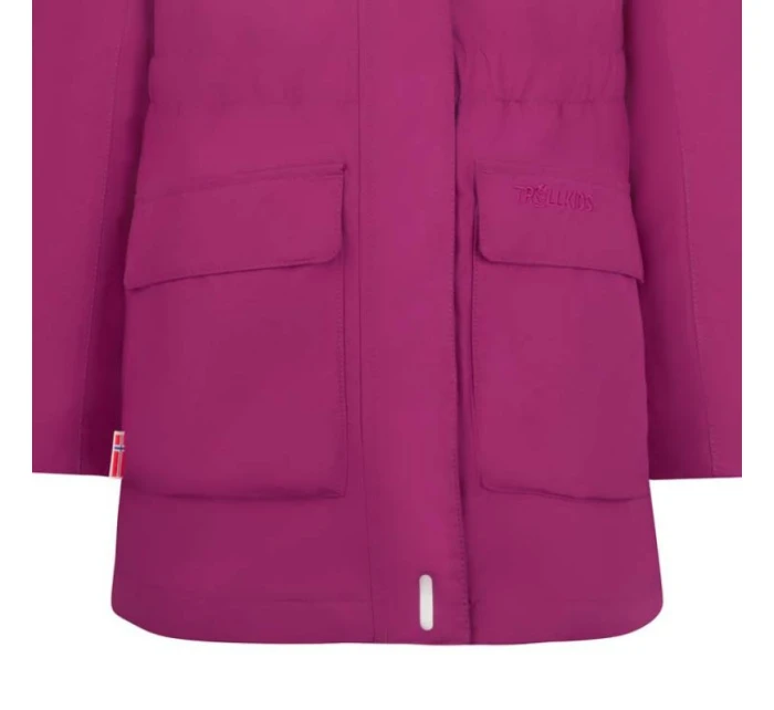 Trollkids Dívčí nepromokavá růžová péřová bunda Alesund (301-235)