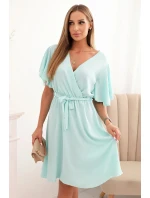 Šaty s překládaným výstřihem mátová Šaty s překládaným výstřihem mátová