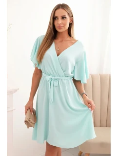 Šaty s překládaným výstřihem mátová