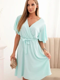 Šaty s překládaným výstřihem mátová