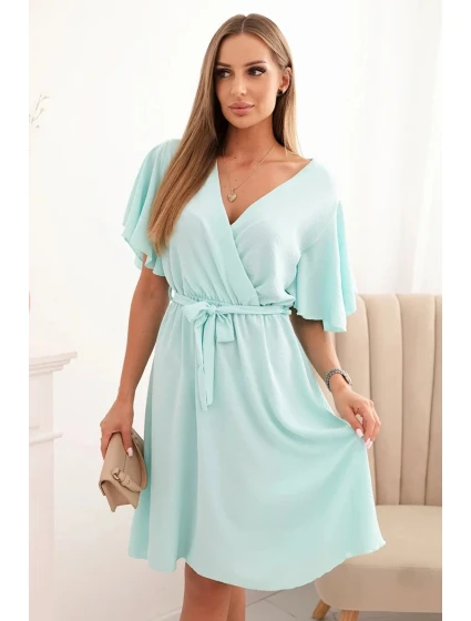 Šaty s překládaným výstřihem mátová Šaty s překládaným výstřihem mátová