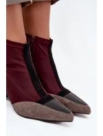 Dámské kotníkové boty na masivním podpatku na zip bordó Delvane