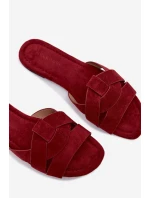 Plochké dámské pantofle s pásky bordové Pavelle