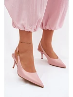Dámské sandály z umělé kůže na podpatku Růžové model 22102970 - Boto