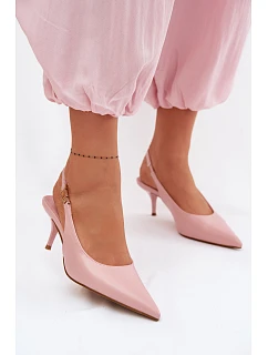 Dámské sandály z umělé kůže na podpatku Růžové model 22102970 - Boto