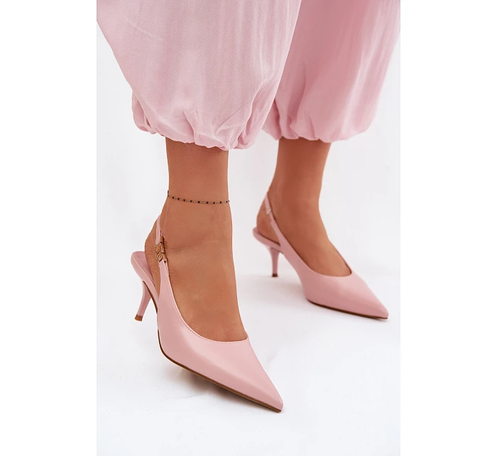 Dámské sandály z umělé kůže na podpatku Růžové model 22102970 - Boto