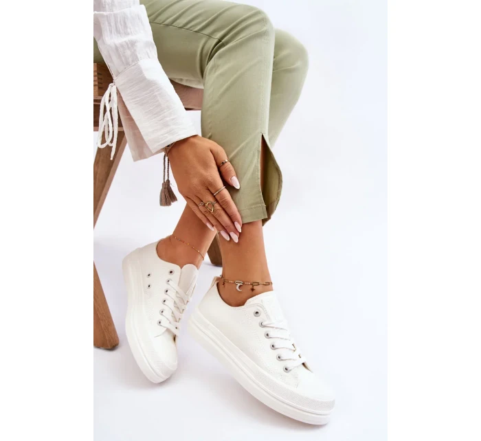 Nízké šněrovací tenisky Big Star LL274968 Bílé Nízké šněrovací tenisky Big Star LL274968 Bílé