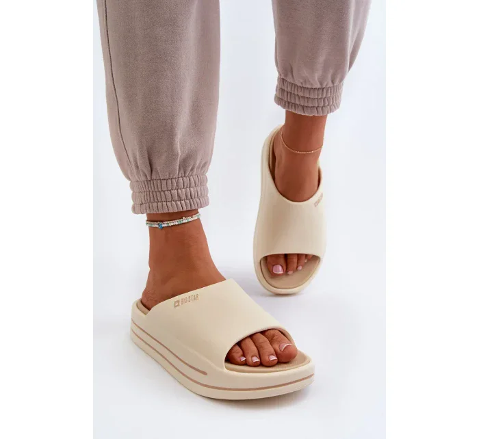 Dámské pantofle na platformě Big Star Béžová Dámské pantofle na platformě Big Star Béžová