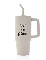 TEXT NA PŘÁNÍ - béžový cestovní termohrnek 900 ml