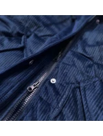 Tmavě modrá dámská manšestrová zimní bunda s kapucí (7764)