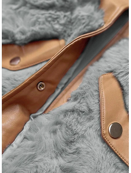 Elegantní vesta v barvě z eko kůže a kožešiny model 15831743 - S'WEST