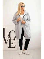 Dámská mikina Plus Size bavlněná s kapucí a zipem šedá
