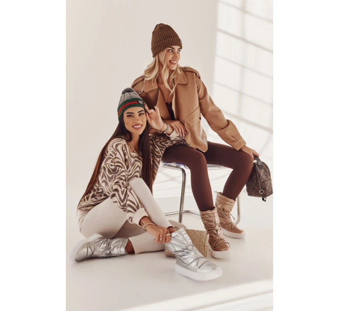 Dámské zateplené sněhule Big Star model 21601636 Béžove - Big Star Shoes Dámské zateplené sněhule Big Star model 21601636 Béžove - Big Star Shoes