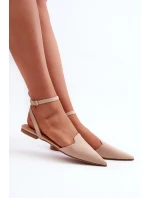 Šněrovací baleríny z ekokože s  béžové model 21666756 - Boto