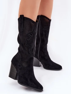 Kozačky Na Podpatku Černé model 21691075 - S.Barski