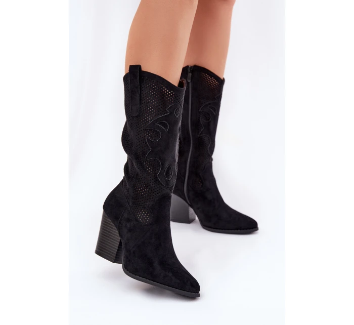 Kozačky Na Podpatku Černé model 21691075 - S.Barski