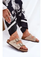 Dámské Zamszové Klapky S Přezkami Big Star model 21692074 Béžové - Big Star Shoes Dámské Zamszové Klapky S Přezkami Big Star model 21692074 Béžové - Big Star Shoes