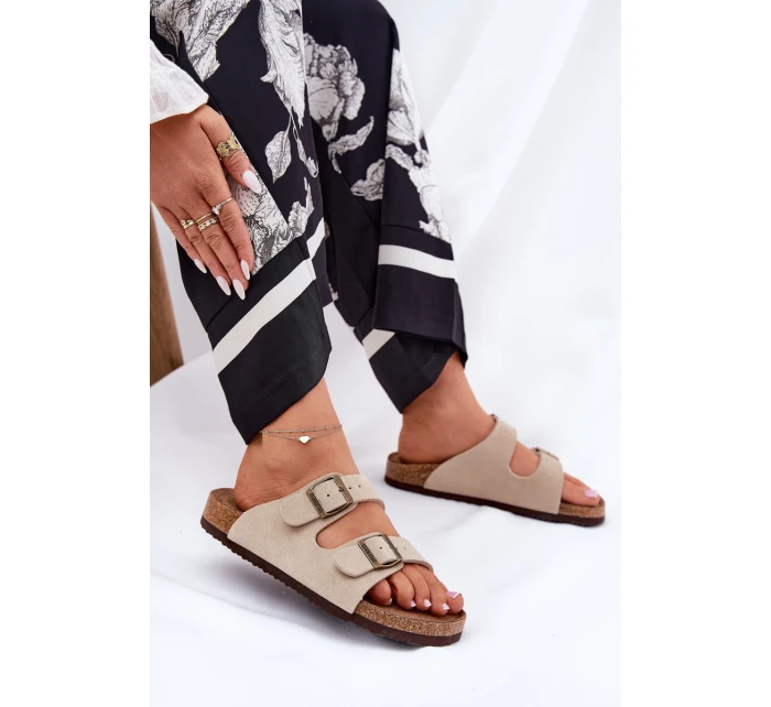 Dámské Zamszové Klapky S Přezkami Big Star model 21692074 Béžové - Big Star Shoes Dámské Zamszové Klapky S Přezkami Big Star model 21692074 Béžové - Big Star Shoes