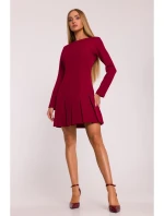 Šaty s záhyby bordó model 21295924 - Moe Šaty s záhyby bordó model 21295924 - Moe