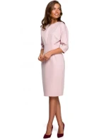 Dámské šaty s netopýřími rukávy S242 Pudr růžová - Stylove