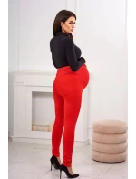 Dámské bavlněné těhotenské kalhoty 19975 červené - Kesi Dámské bavlněné těhotenské kalhoty 19975 červené - Kesi