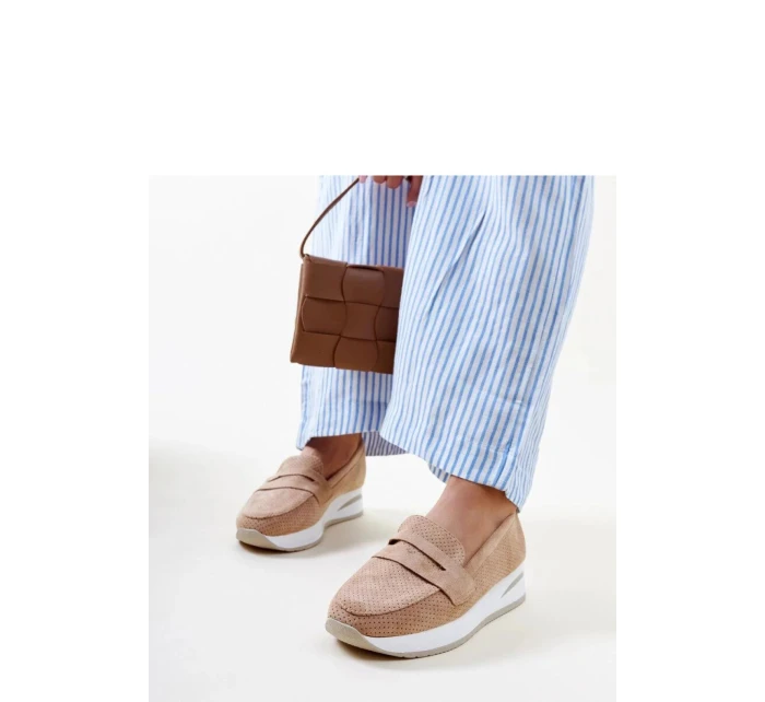 Dámské polobotky 28906 Béžová s bílou - Flyfor