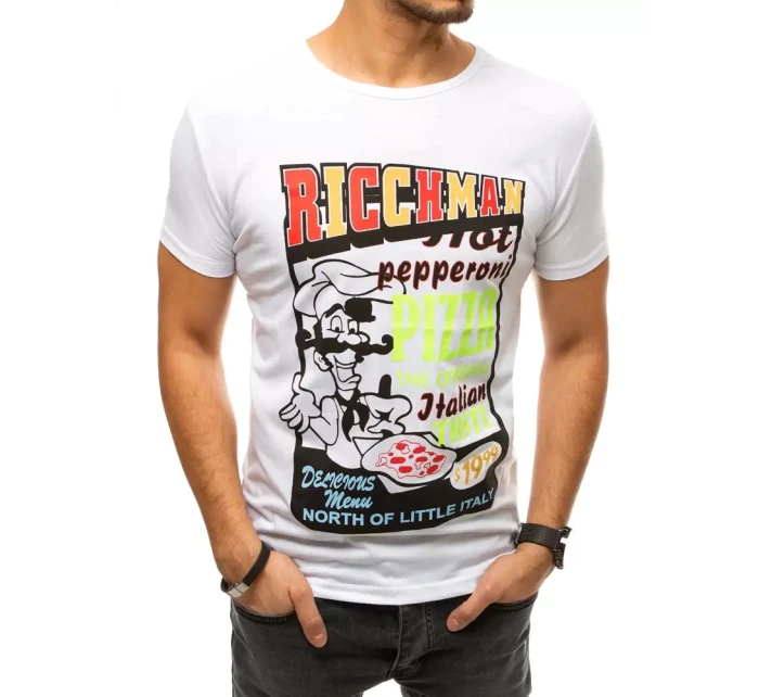 Pánské bílé tričko s potiskem FashionStreet RX4372