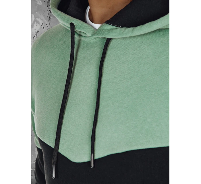 Pánská základní mikina s kapucí v mátové barvě FashionStreet BX5876