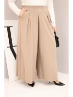 Dámské bavlněné kalhoty Plus Size s širokými nohavicemi a volným střihem fango Dámské bavlněné kalhoty Plus Size s širokými nohavicemi a volným střihem fango