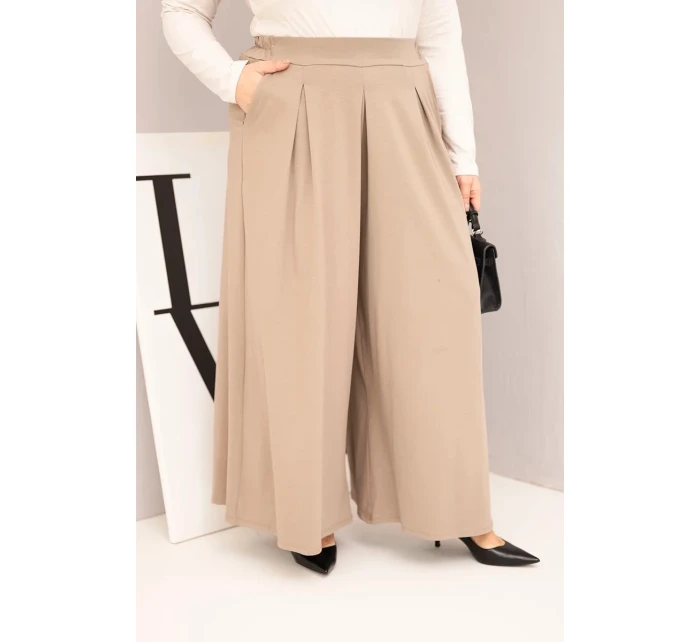 Dámské bavlněné kalhoty Plus Size s širokými nohavicemi a volným střihem fango Dámské bavlněné kalhoty Plus Size s širokými nohavicemi a volným střihem fango