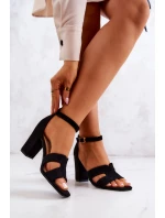 Módní Semišové sandály na vysokém podpatku Černé model 21578502 - Boto