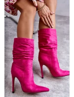 Dámské mačkané kozačky kozačky růžové Laguna