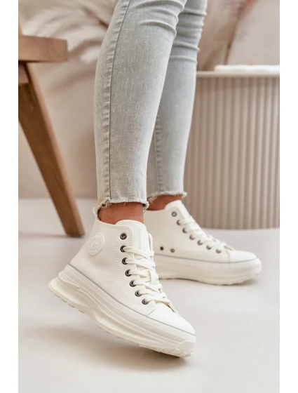 Dámské Tenisky Na Platformě Eko Kůže Big Star OO274064 Bílé Dámské Tenisky Na Platformě Eko Kůže Big Star OO274064 Bílé