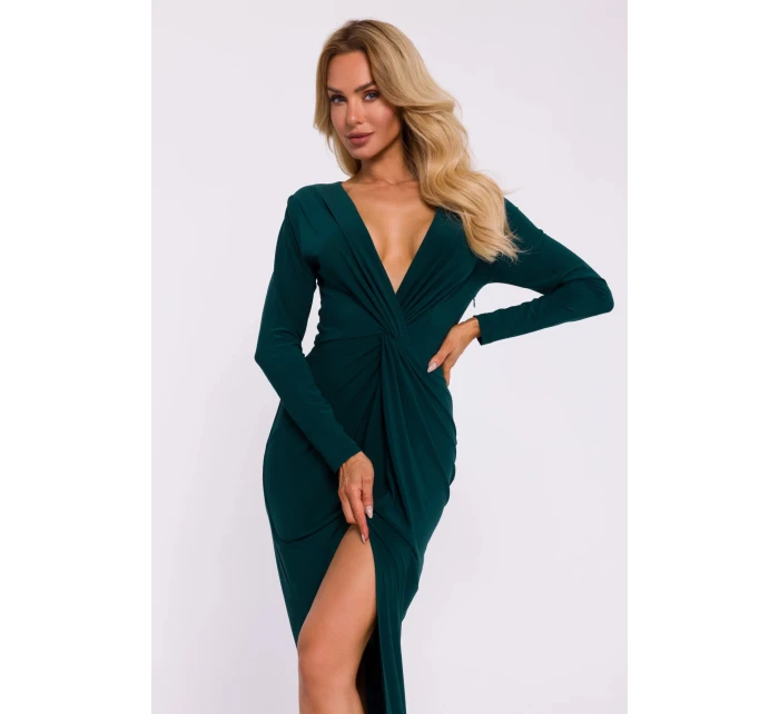 Dámské šaty M840 tmavě zelené - Moe Dámské šaty M840 tmavě zelené - Moe