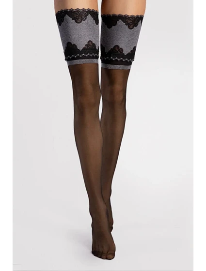 Dámské samodržící punčochy  20 den Černá vzor  model 22194604 - Fiore