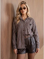 Koszula damska bawełniana w brązowa model 22542369 - FashionStreet Koszula damska bawełniana w brązowa model 22542369 - FashionStreet