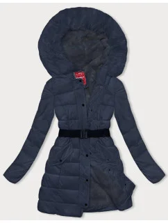 Tmavě modrá péřová dámská zimní bunda (2M-007)