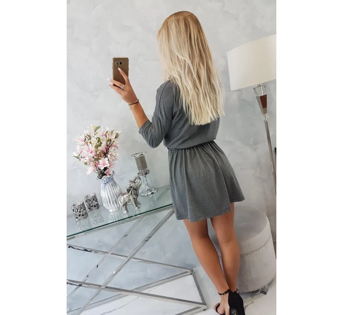 Flitrové šaty s kapsami v grafitové barvě