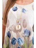 Dámská bavlněná košile s květinovým vzorem béžový