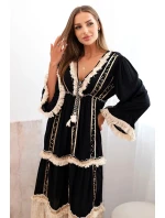 Dámské boho šaty s krajkou černý