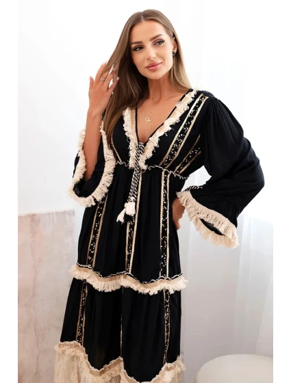 Dámské boho šaty s krajkou černý