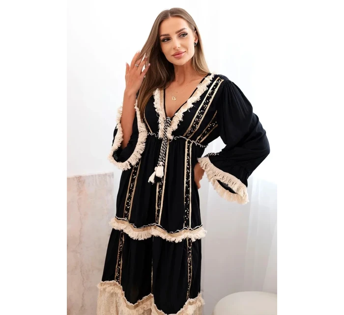Dámské boho šaty s krajkou černý
