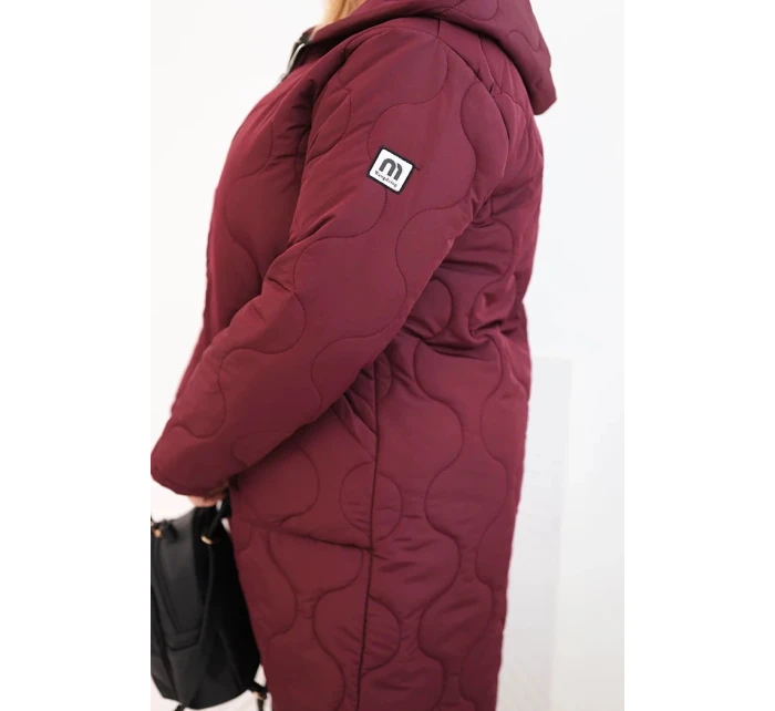 Dámská zimní prošívaná bunda Plus Size s kapucí švestková