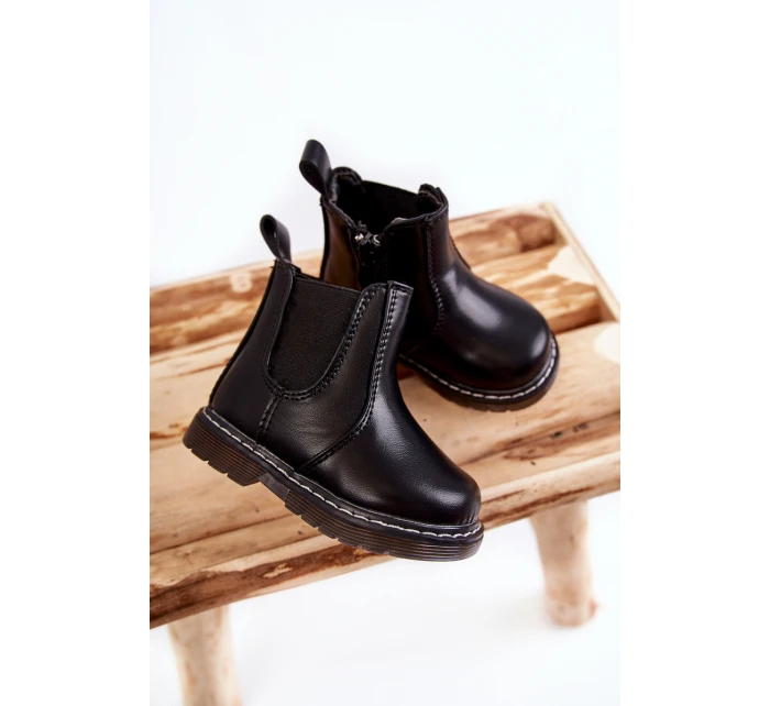 Dětské Kůže zateplené boty černé model 21597541 - Boto Dětské Kůže zateplené boty černé model 21597541 - Boto