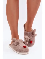 Dámské Hnědé Pantofle S Motivem Sobů Sennalith Dámské Hnědé Pantofle S Motivem Sobů Sennalith