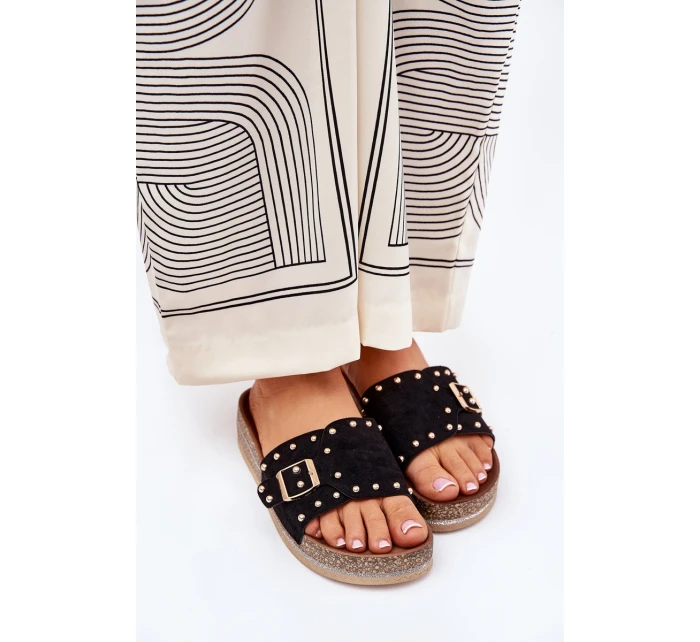 Dámské Pantofle Na Platformě S Přezkou A Černé model 21689950 - Boto